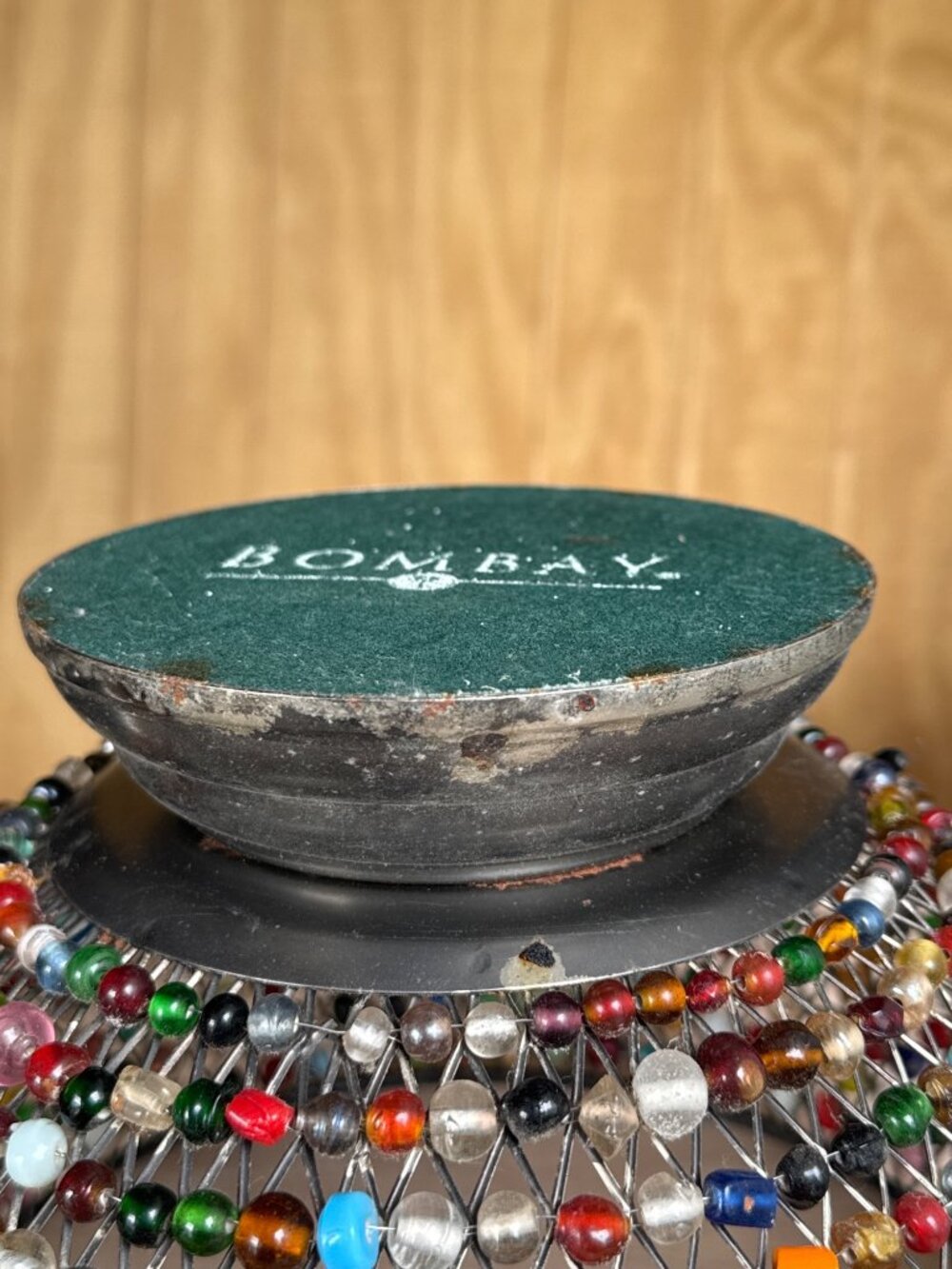 Vintage Bombay Colorful Beaded Metal Bowl Bohemian Home Decor Table Dish - Picture 8 of 10